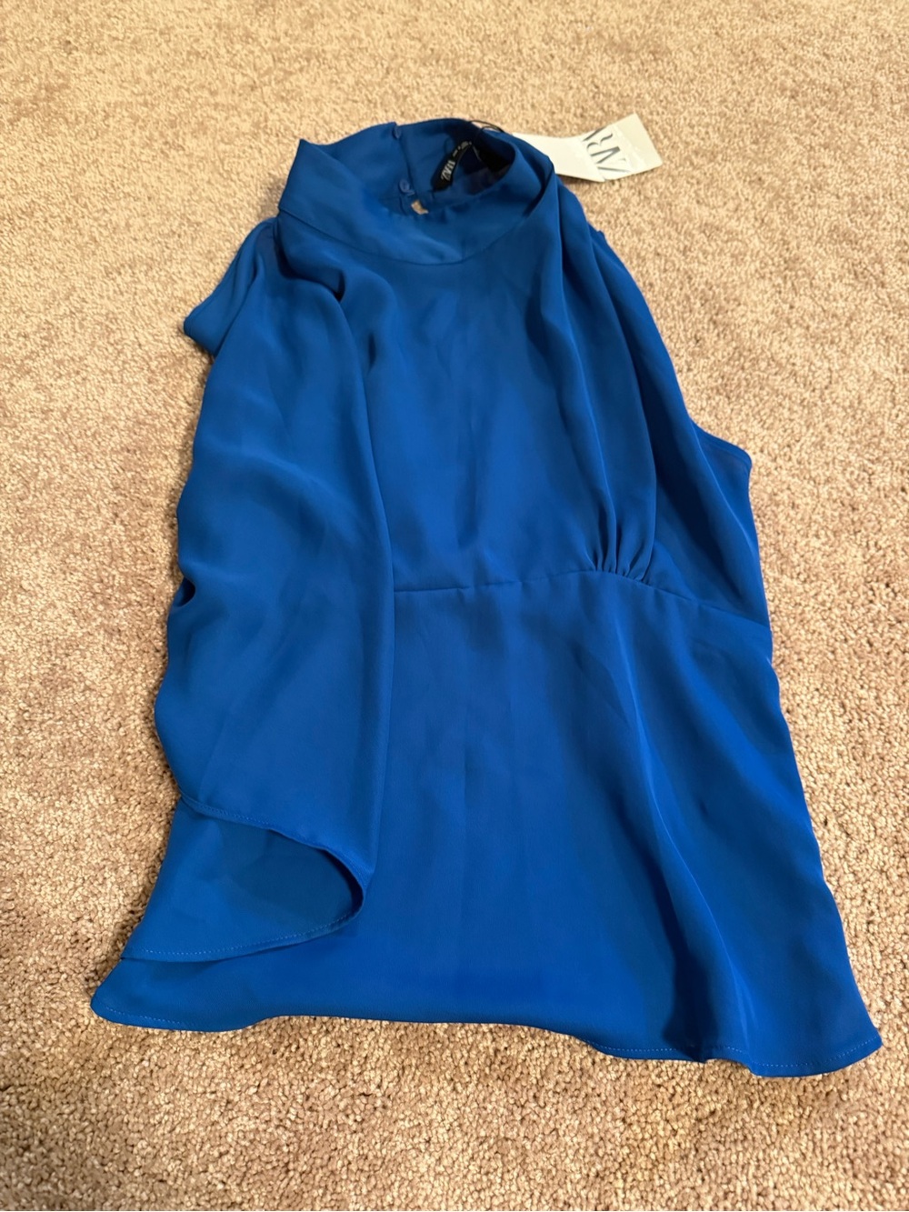 Royal Blue Sleeveless High Neck Blouse
